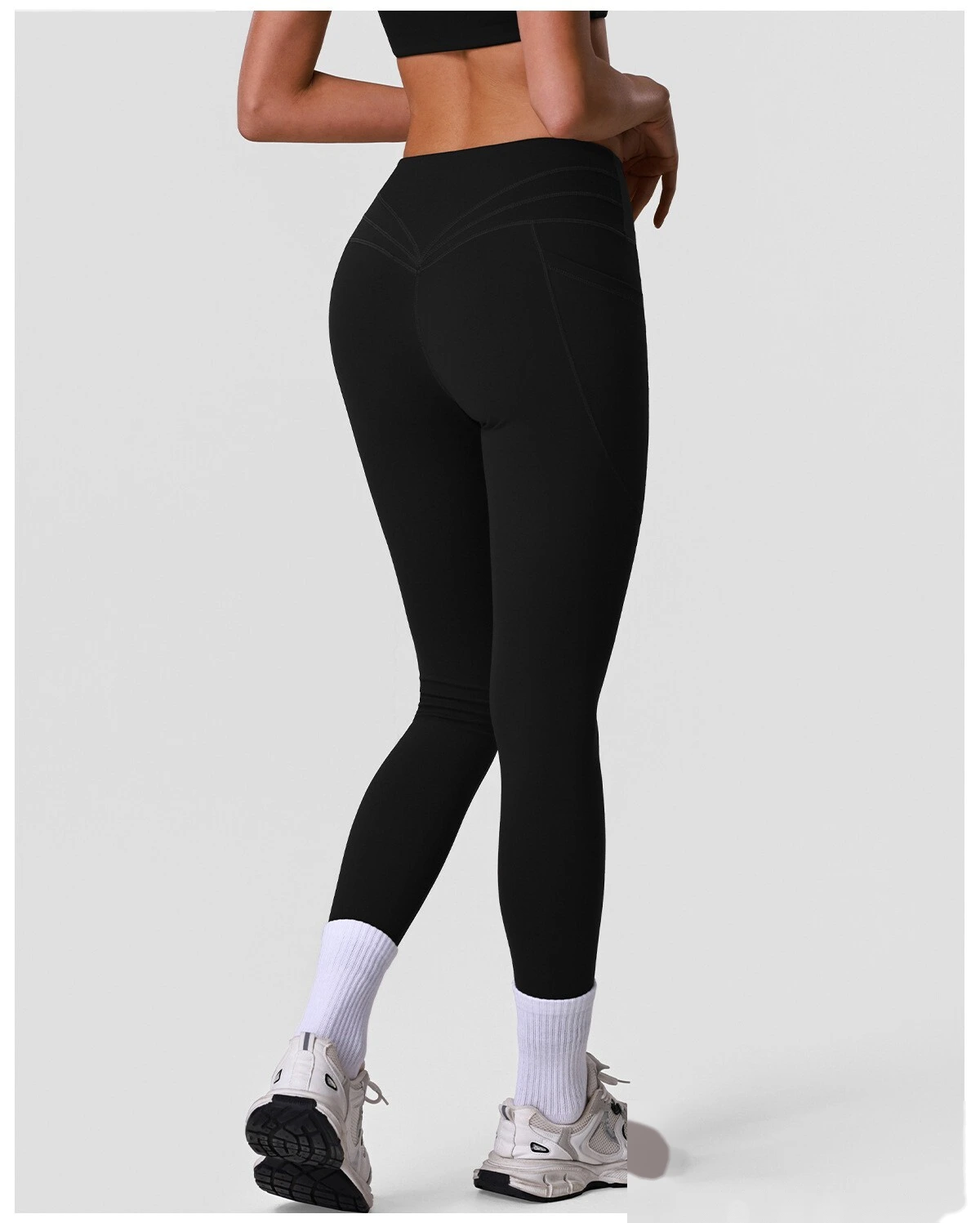 Women’s High Stretch Yoga Pants Butt Lifting Tummy Control with Side Pockets Quick Dry Fitness Sports Leggings detail