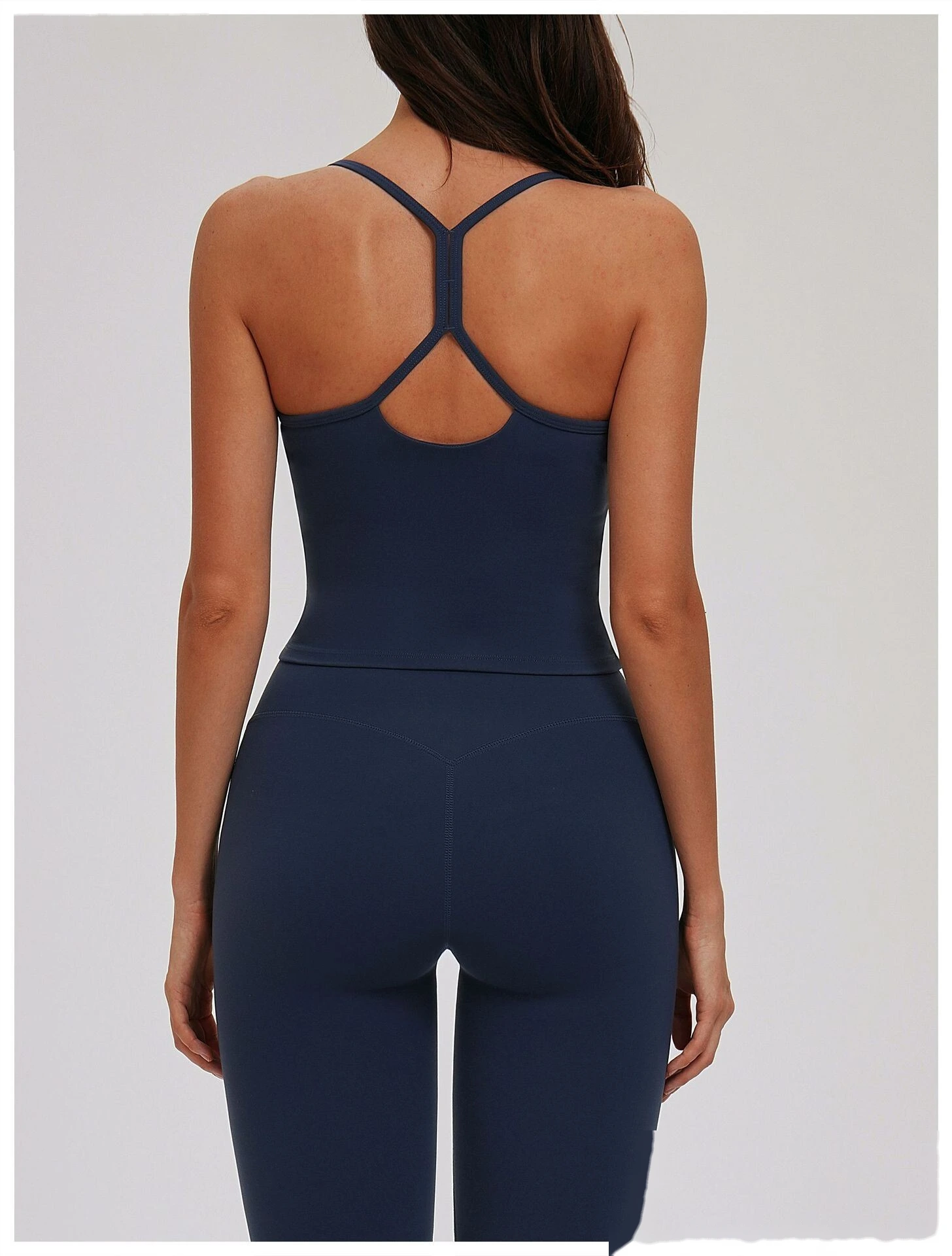 Custom Women's Fitted Yoga Tank Top Casual Versatile Thin Double Strap Sports Bra for Running Workout detail