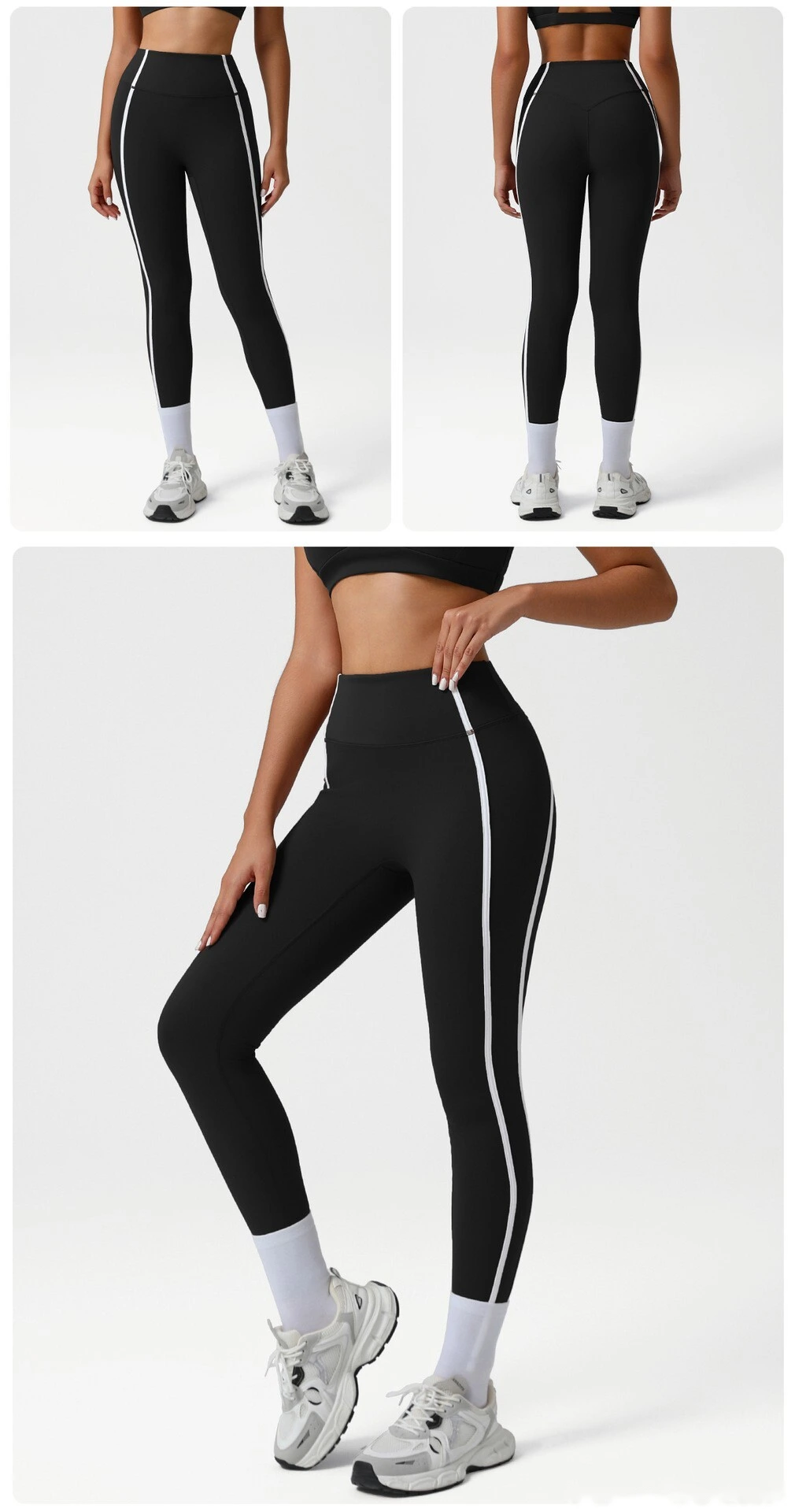 Custom-made high-waist sports tights Naked feeling yoga pants hip high elastic running fitness pants. detail