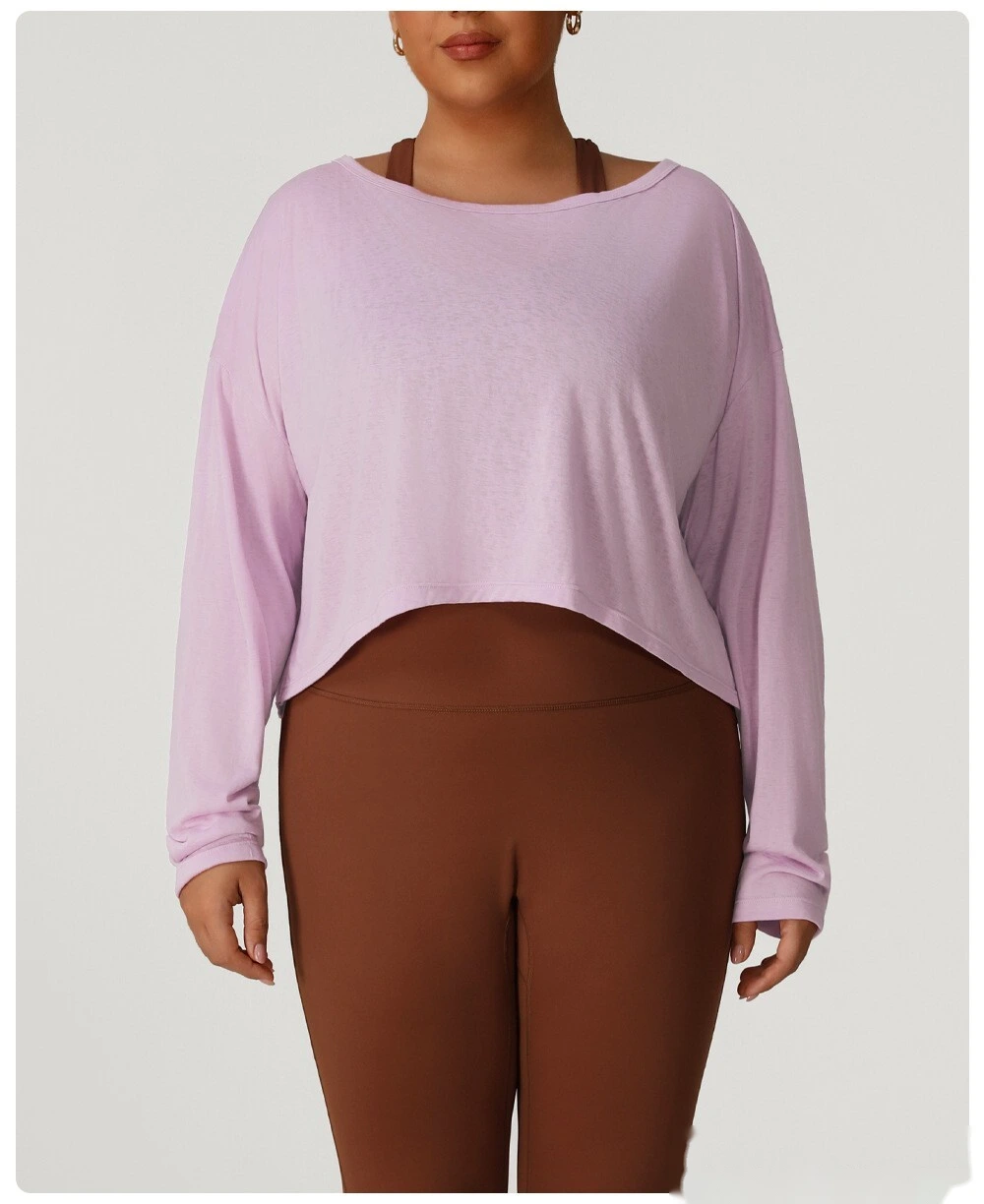 Customized plus-size sports smock breathable jacquard plus-size yoga clothes T-shirt detail