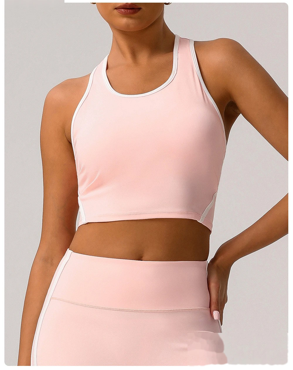 Custom-made tight-fitting nude contrast sports fitness underwear female worker word beautiful back yoga vest detail
