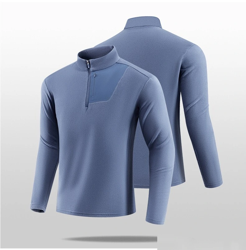 Customizable Men's Half-Zip Top | Winter Integrated Fleece, Skin-Friendly, Perfect for Sports & Leisure detail