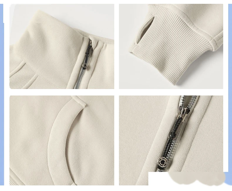 Custom-made semi-zipper high stand-up collar pullover sweater for women's warm fleece thickening in autumn and winter detail