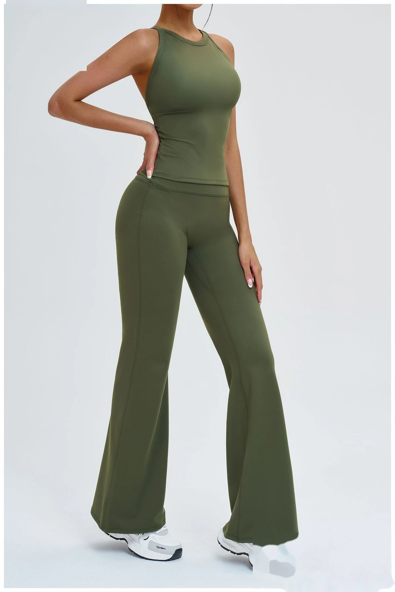 Bulk Custom Open Back Yoga Tank - High-Support Shockproof Cutout Workout Top for Outdoor Gym detail