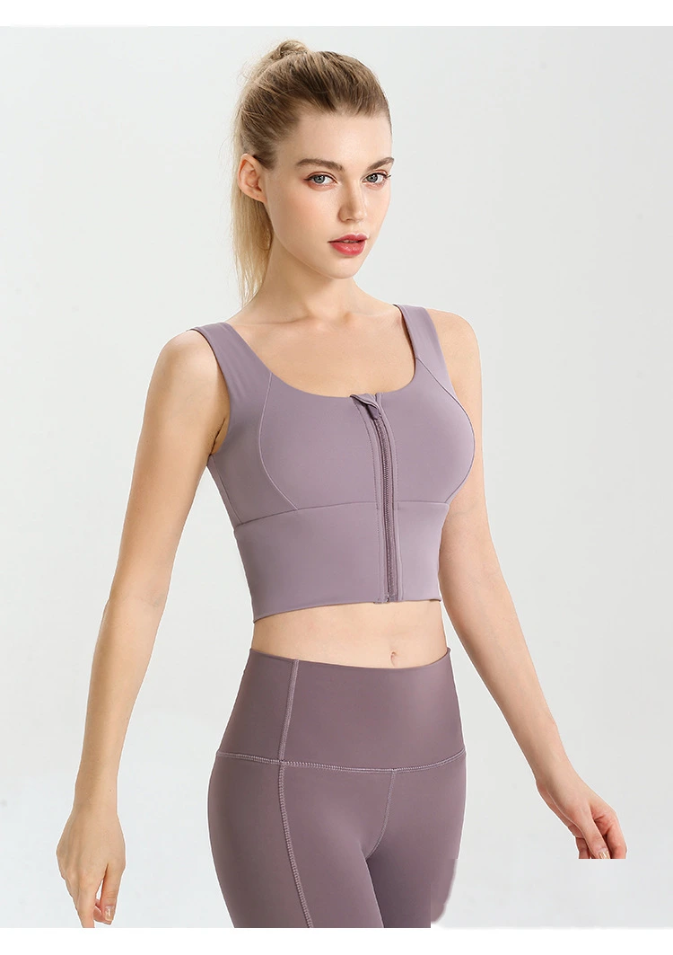 Womens zip up sports bras workout fitness training crop tops detail