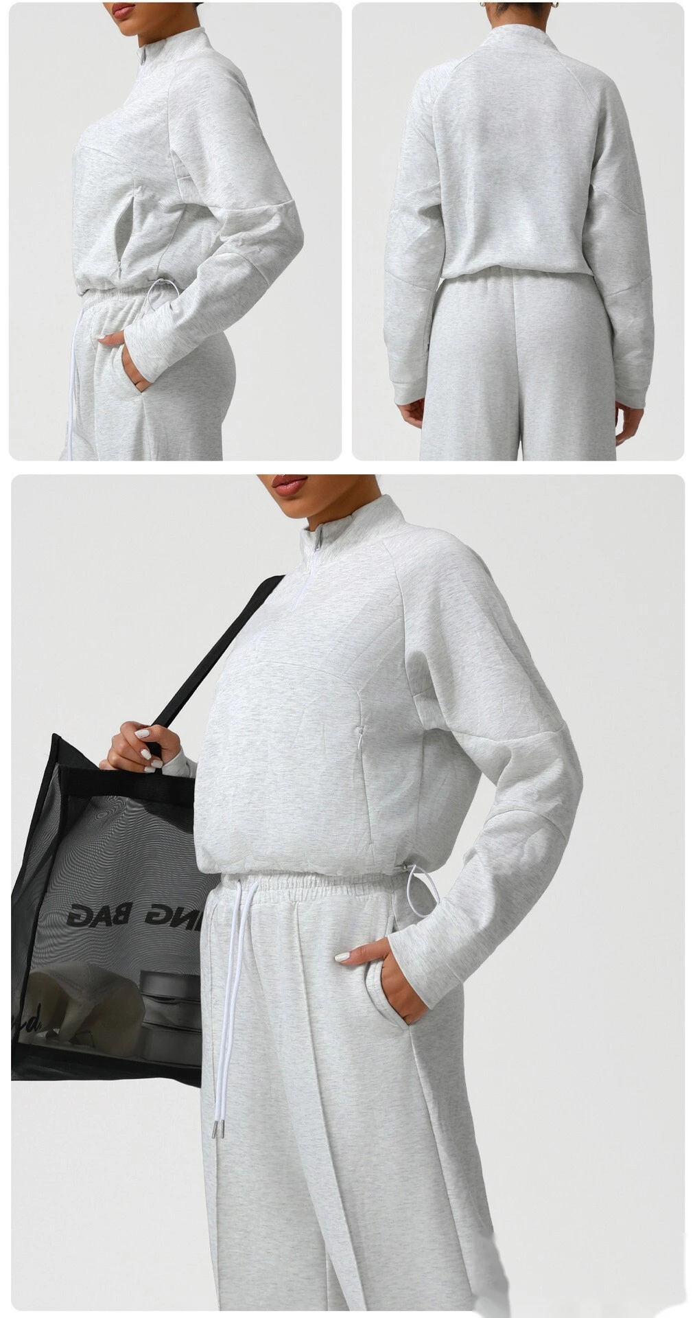 Customized thick sweater in autumn and winter sports leisure yoga clothes long sleeve coat loose sweater woman detail