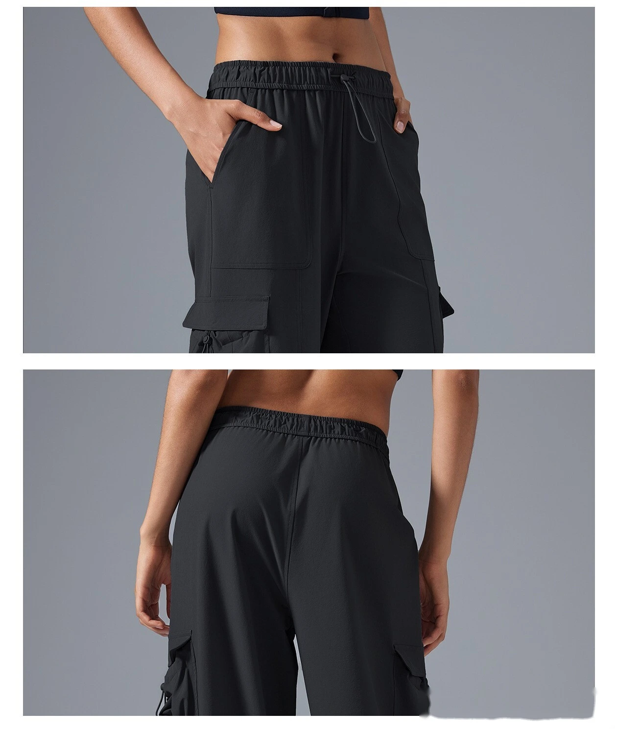 Customize the new loose-legged, wide-leg sports and fitness pants, casual overalls and trousers for women. detail