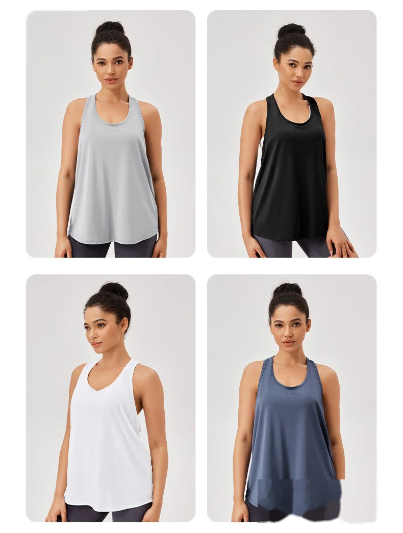 Sports blouse loose suspender vest yoga clothes breathable sleeveless fitness running top detail