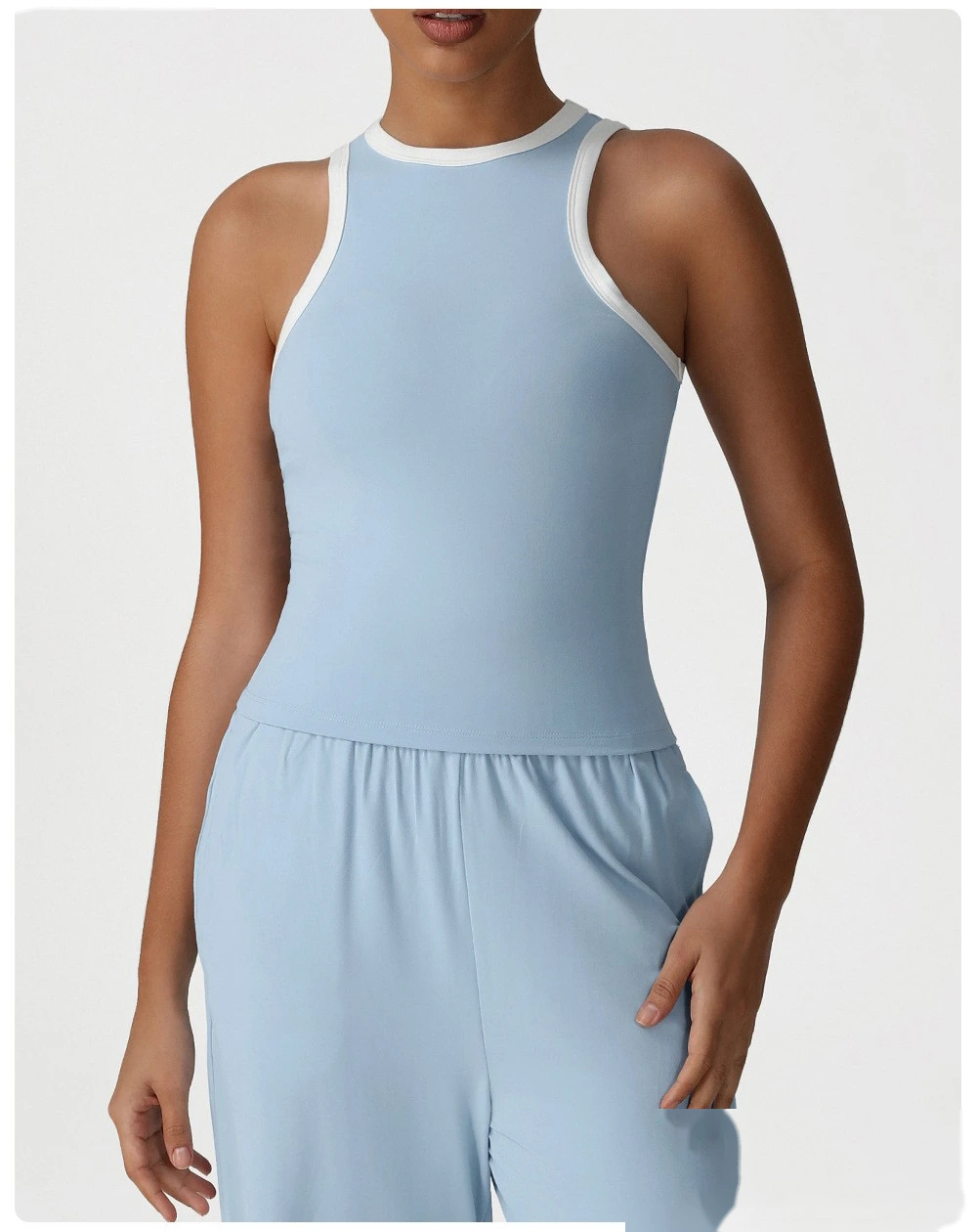 Customized high elastic slim vest running underwear new fashion contrast top fitness sports vest detail