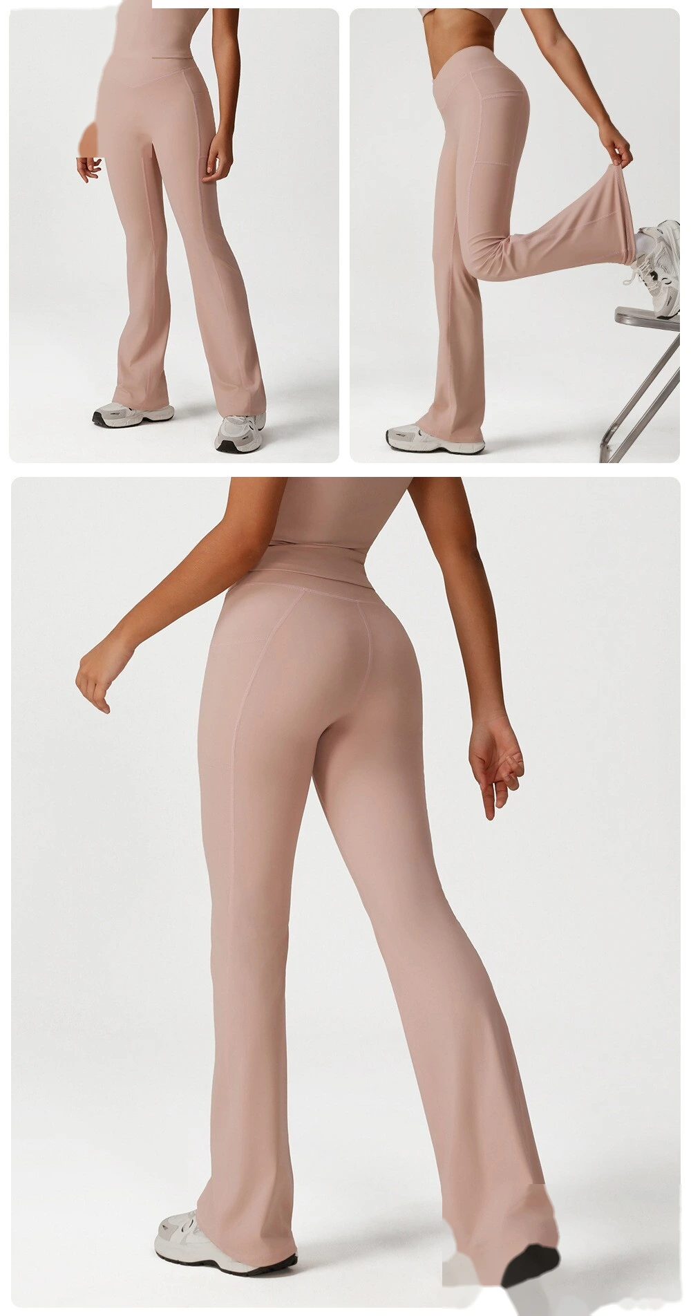Custom-made cross high waist yoga dance sports wide-leg pants leisure hip fitness micro-pants. detail