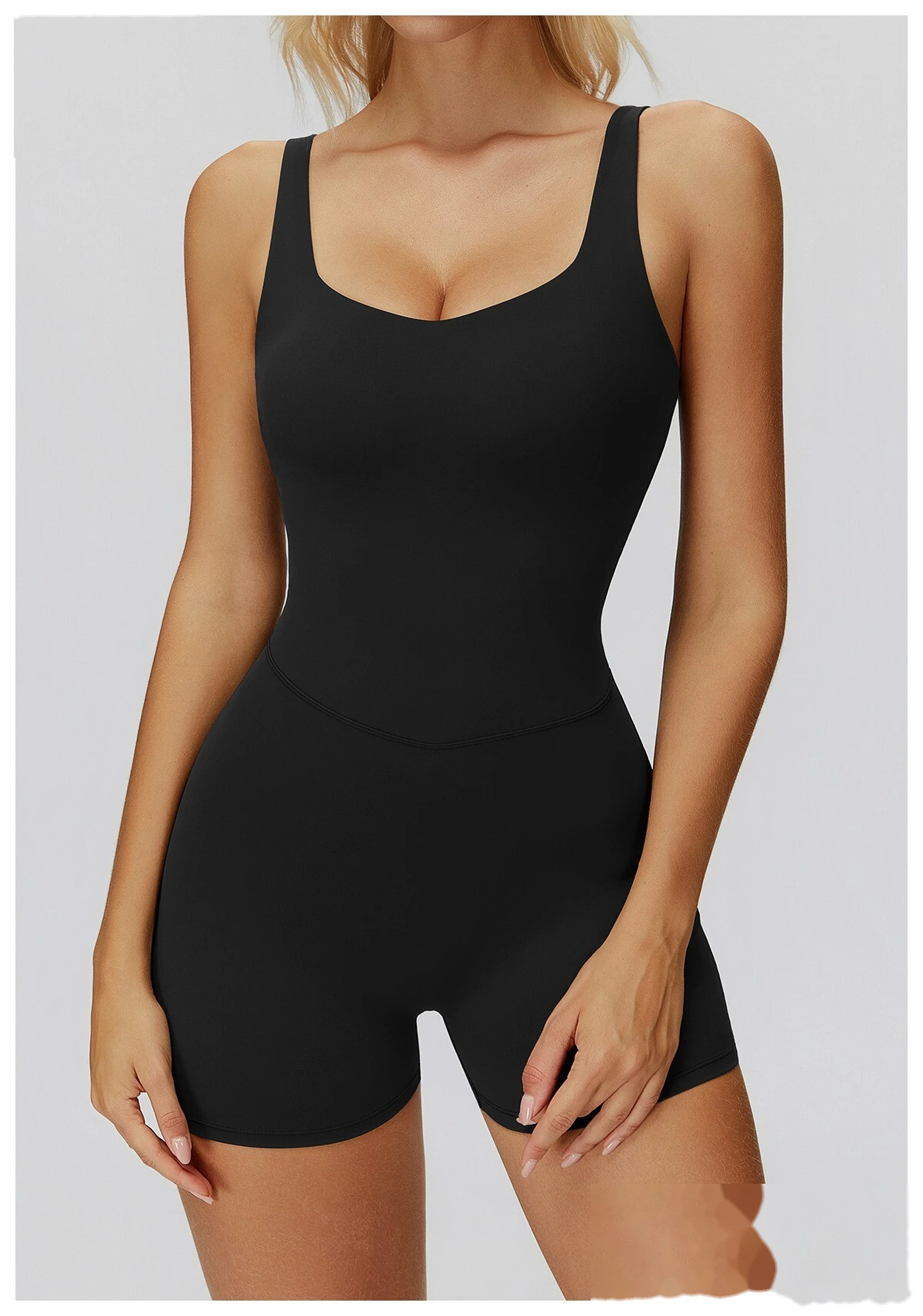 Women's Tight-Fitting Crisscross Back Yoga Bodysuit - Customizable High Elastic Short-Length One-Piece for Yoga, Running detail
