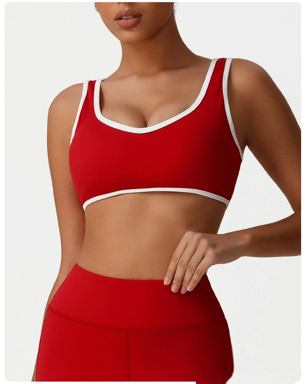 Yoga clothing sports bra Europe and the United States contrast bra fitness exercise high-elastic top vest detail