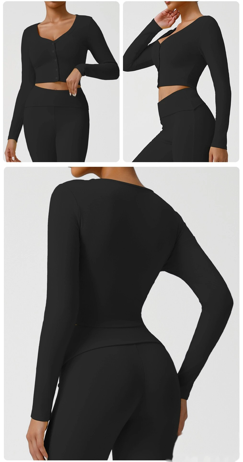 Customized autumn and winter thread sports fitness cardigan slim long-sleeved yoga jacket detail