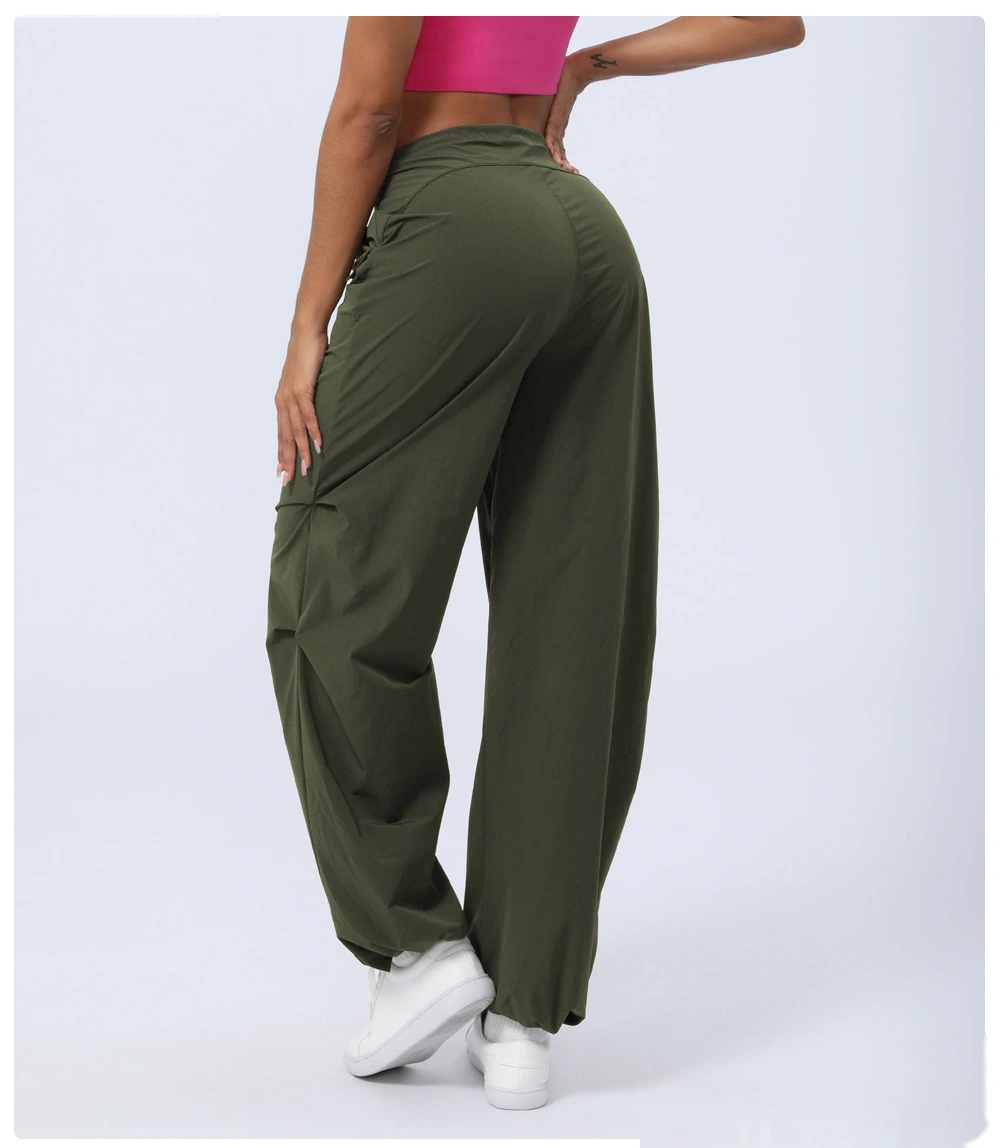 Customized autumn and winter high waist quick-drying sports pants women's leg pants loose straight overalls detail