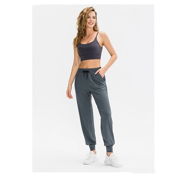 Customized women's elastic leisure sports elastic leg pants running fitness pants loose yoga pants detail