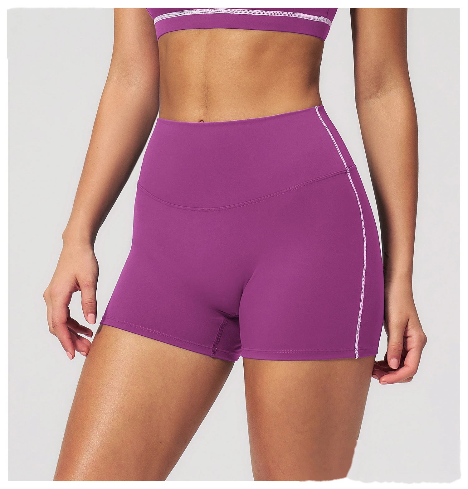 High Waist Peach Hip Naked Feel Yoga Shorts, Elastic Tight Sports Fitness Yoga Short Outfit for Women detail