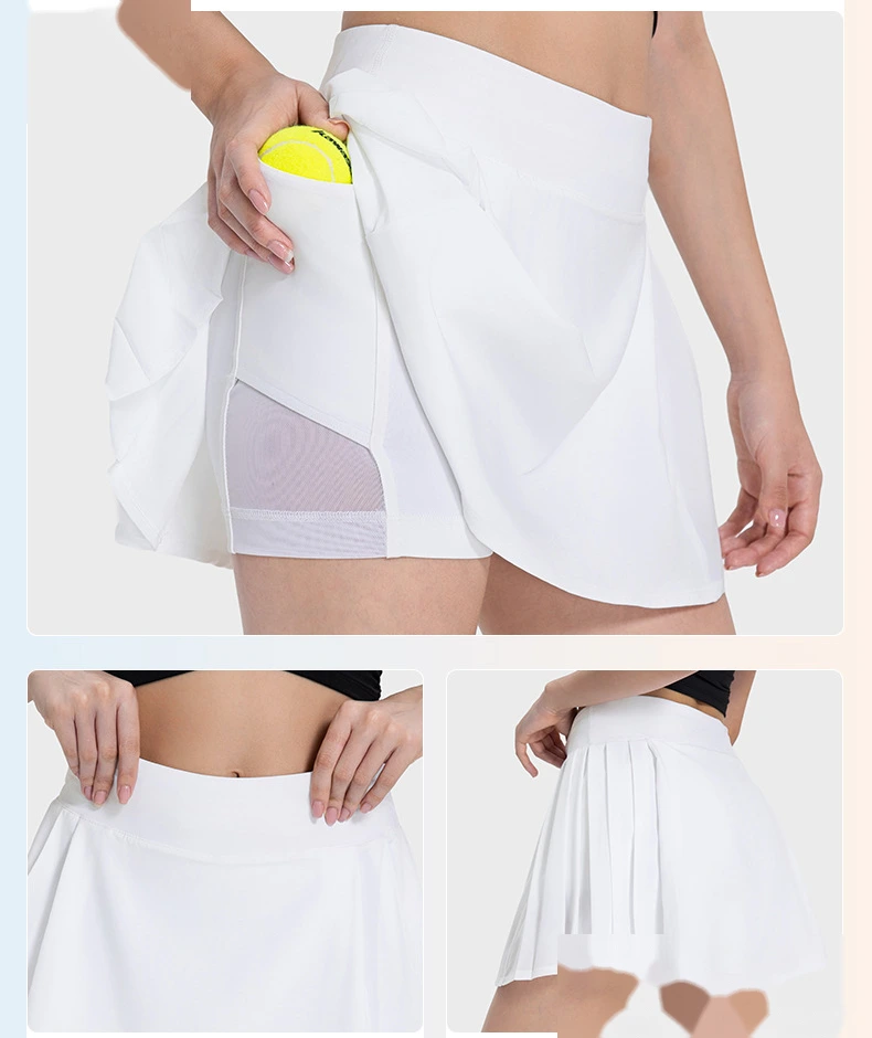Customized pleated yoga shorts skirt female fake two-piece anti-exposure tennis skirt detail