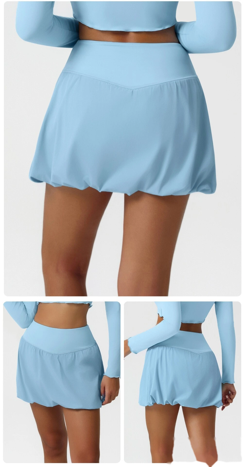 Customized sports tennis skirt anti-exposure bubble skirt Yoga fluffy skirt running fitness skirt detail