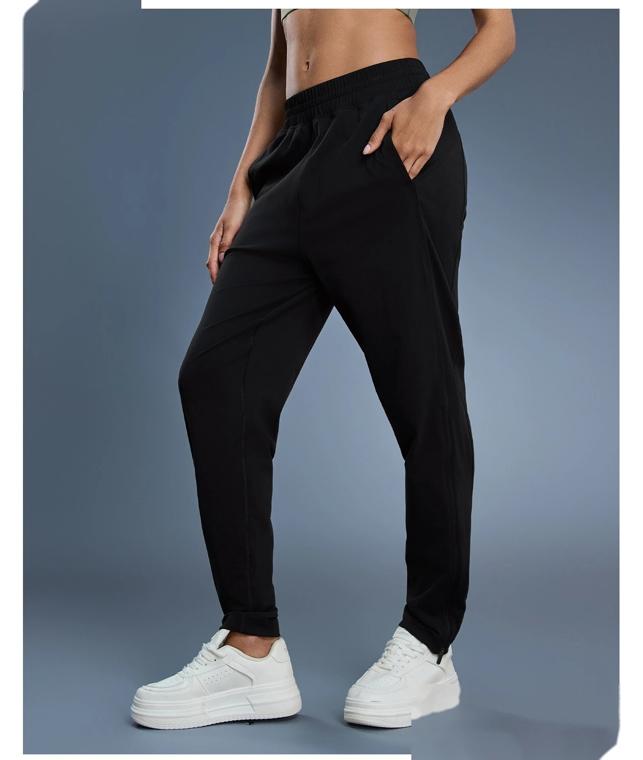 Custom Women's Casual Sport Pants | Thin Breathable, Zipper Cuffs, for Fitness & Running detail