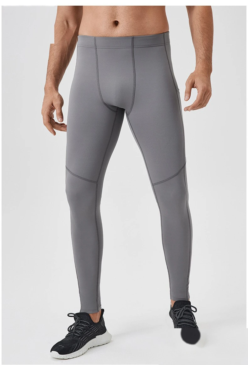 Customized men's yoga pants with high elasticity and tight fitness pants detail
