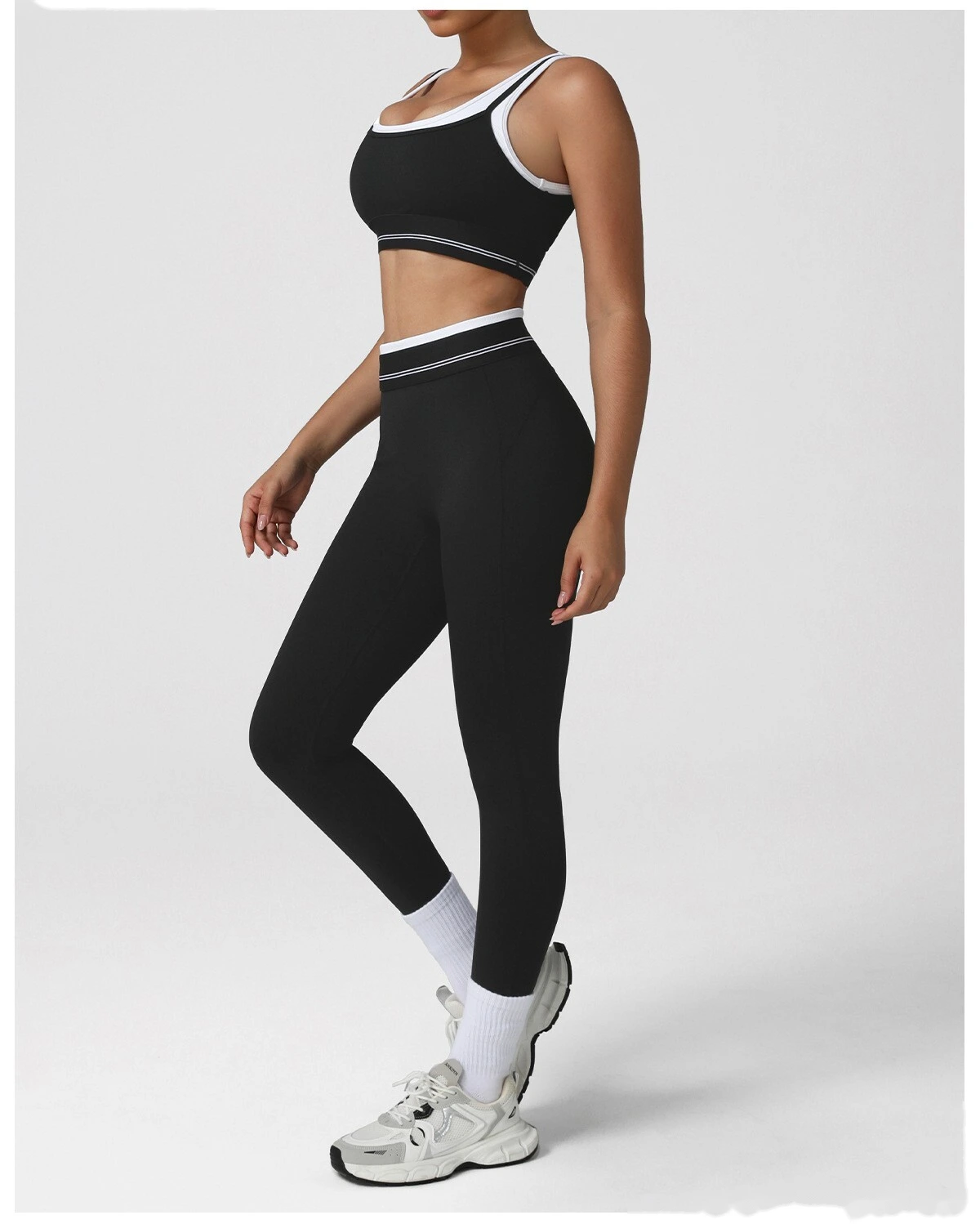 Women's Customizable Naked - Feeling Yoga Pants - High-Waisted Color Block Butt-Lifting Slim-Fit Workout Leggings detail