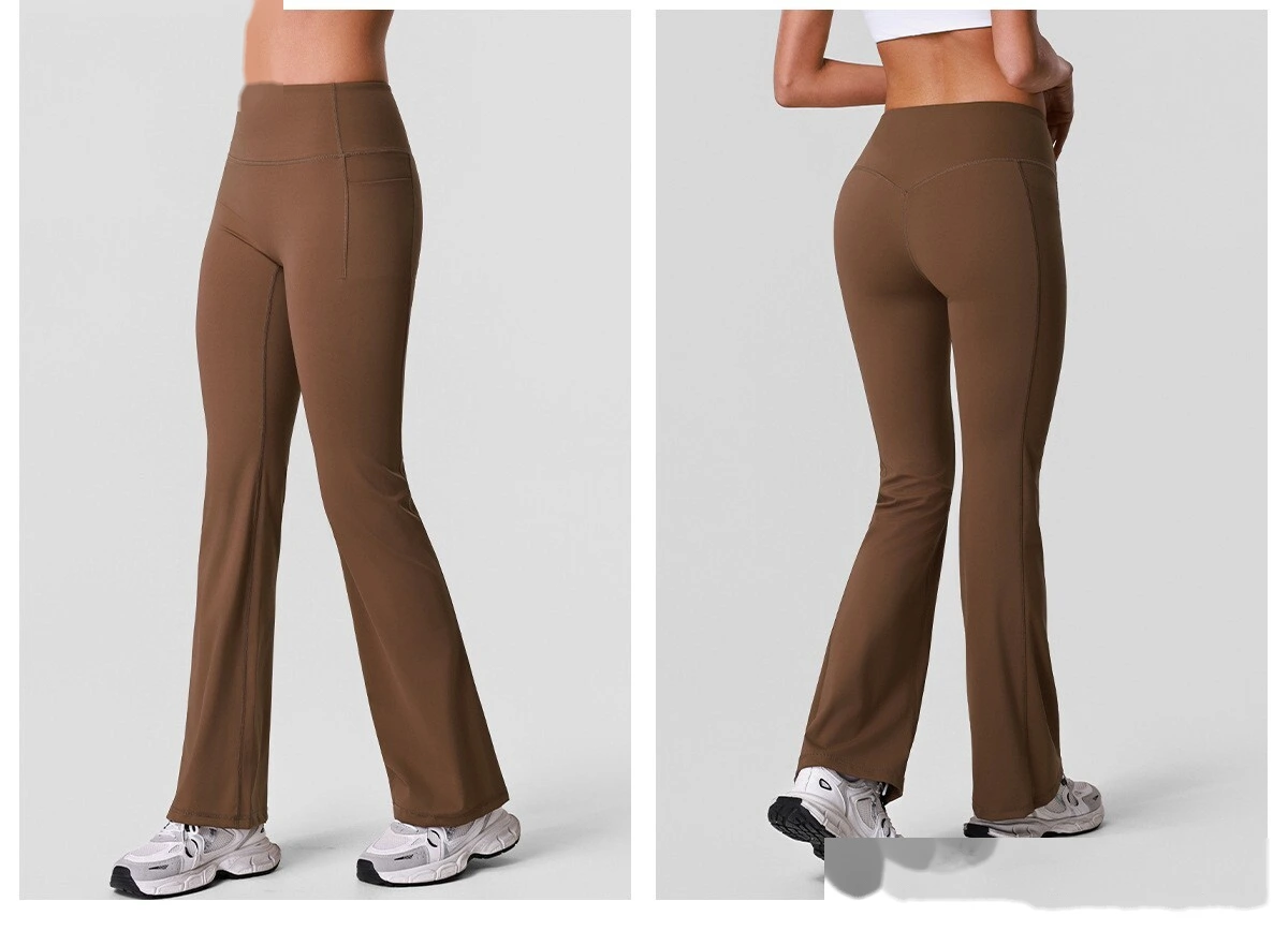 Women’s High Elastic Slim Fit Flared Yoga Pants Quick Dry Outdoor Workout Fitness Leggings detail