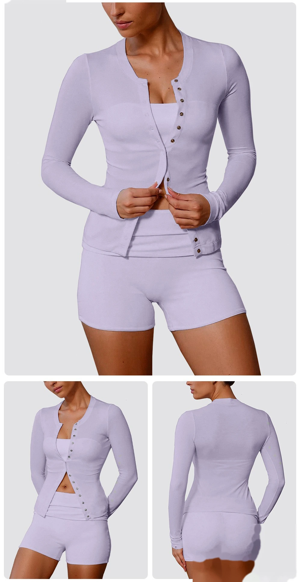 Customized ultra-thin sports long-sleeved T-shirt female high elastic slim yoga fitness coat female detail