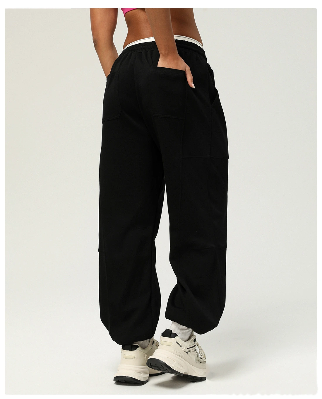 Custom sports loose leg pants new pocket leisure pants running yoga pants outdoor fitness pants detail