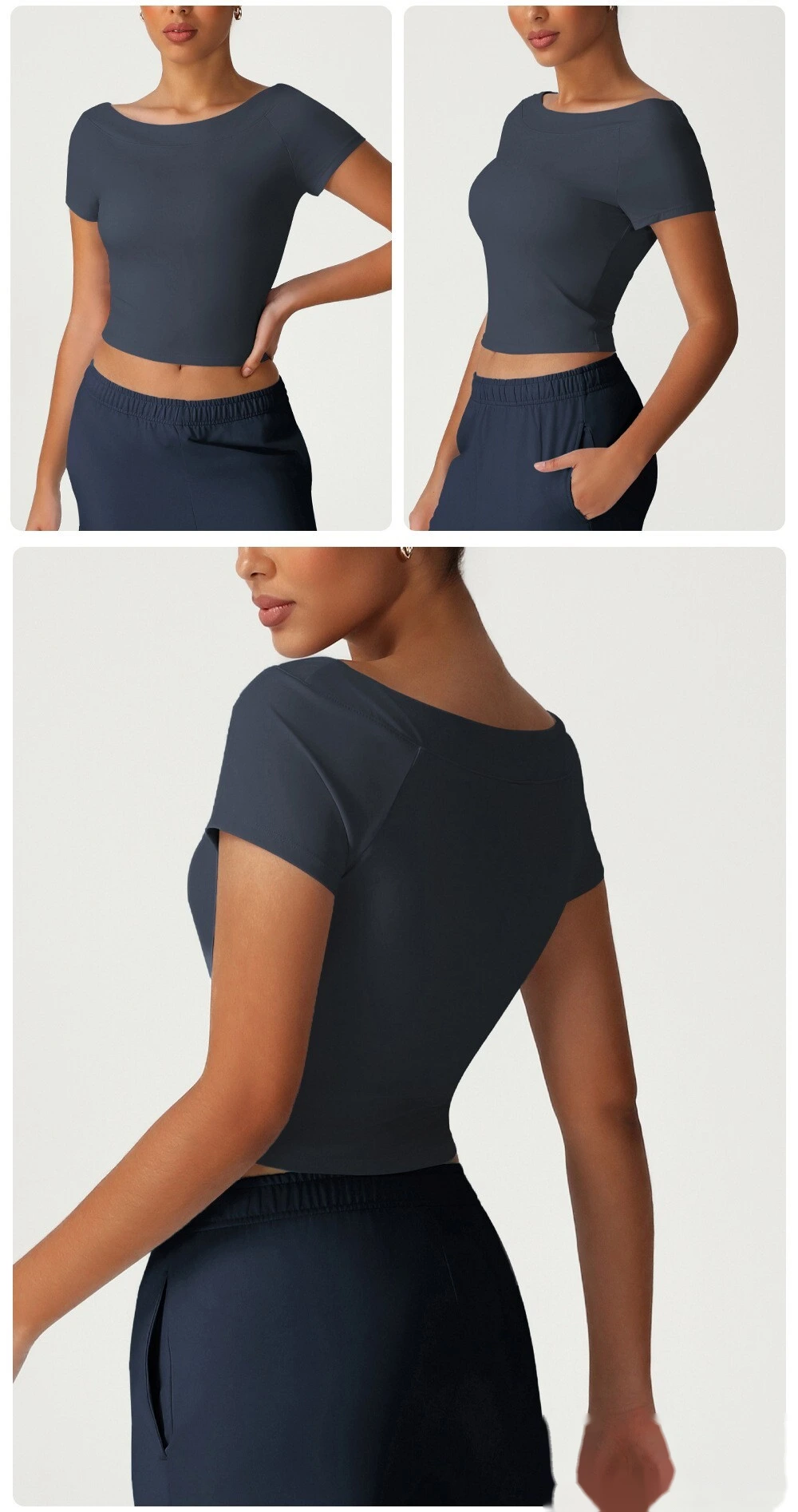 Slim-fit shaping sports top New skims short-sleeved T-shirt leisure yoga clothes high-elastic top detail