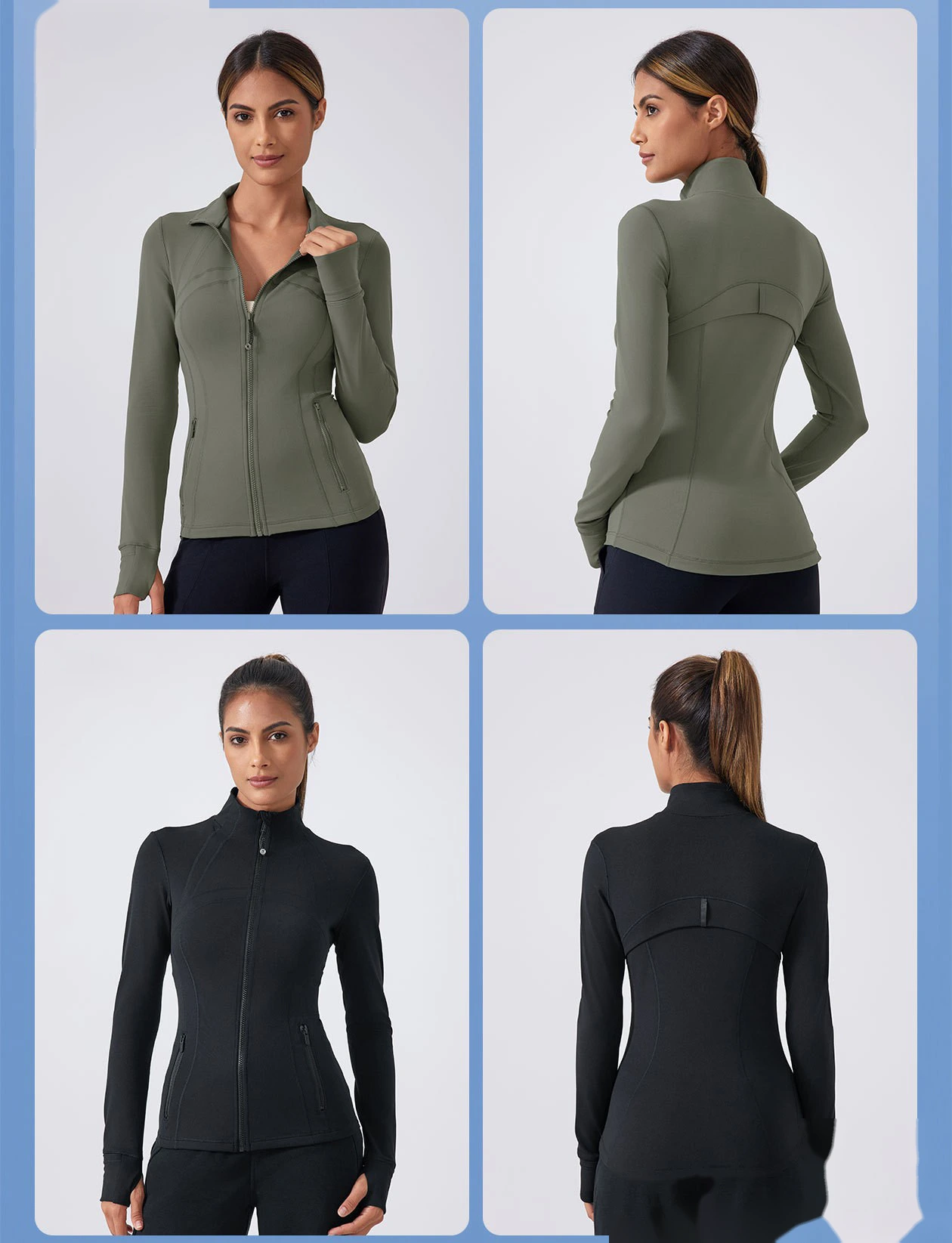 Custom-made women's running and cycling sports long-sleeved slim collar sports yoga fitness suit jacket detail