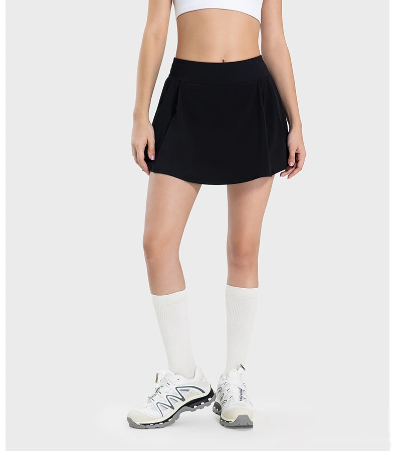 Customized pleated yoga shorts skirt female fake two-piece anti-exposure tennis skirt detail