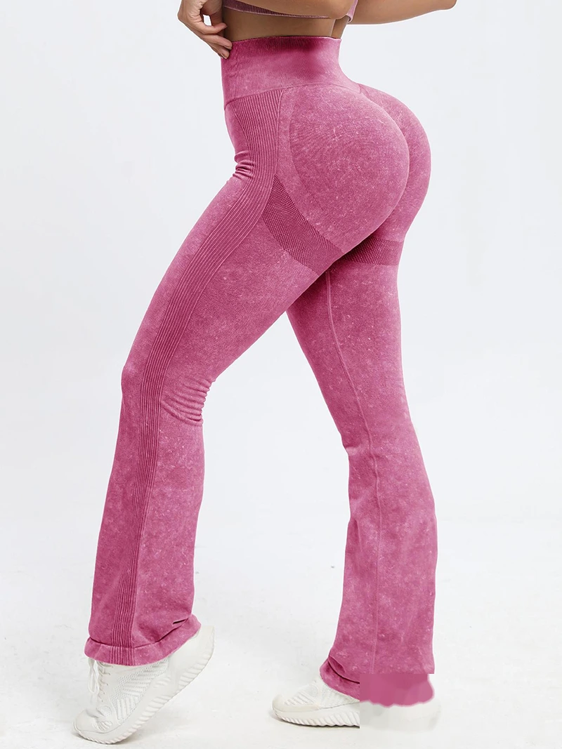 Custom sports scrub tight yoga pants running high waist trumpet fitness pants detail