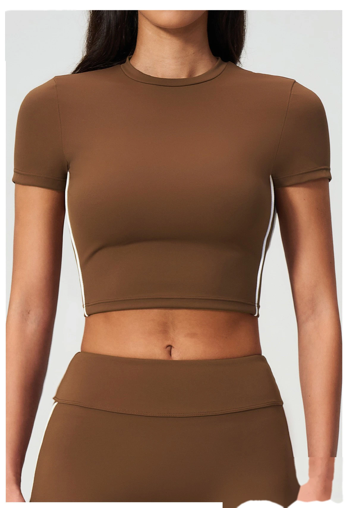 Custom Women Short Sleeve Yoga Top, Summer Cropped Tight Fitness T-shirt Quick Dry Sports Workout Tee detail