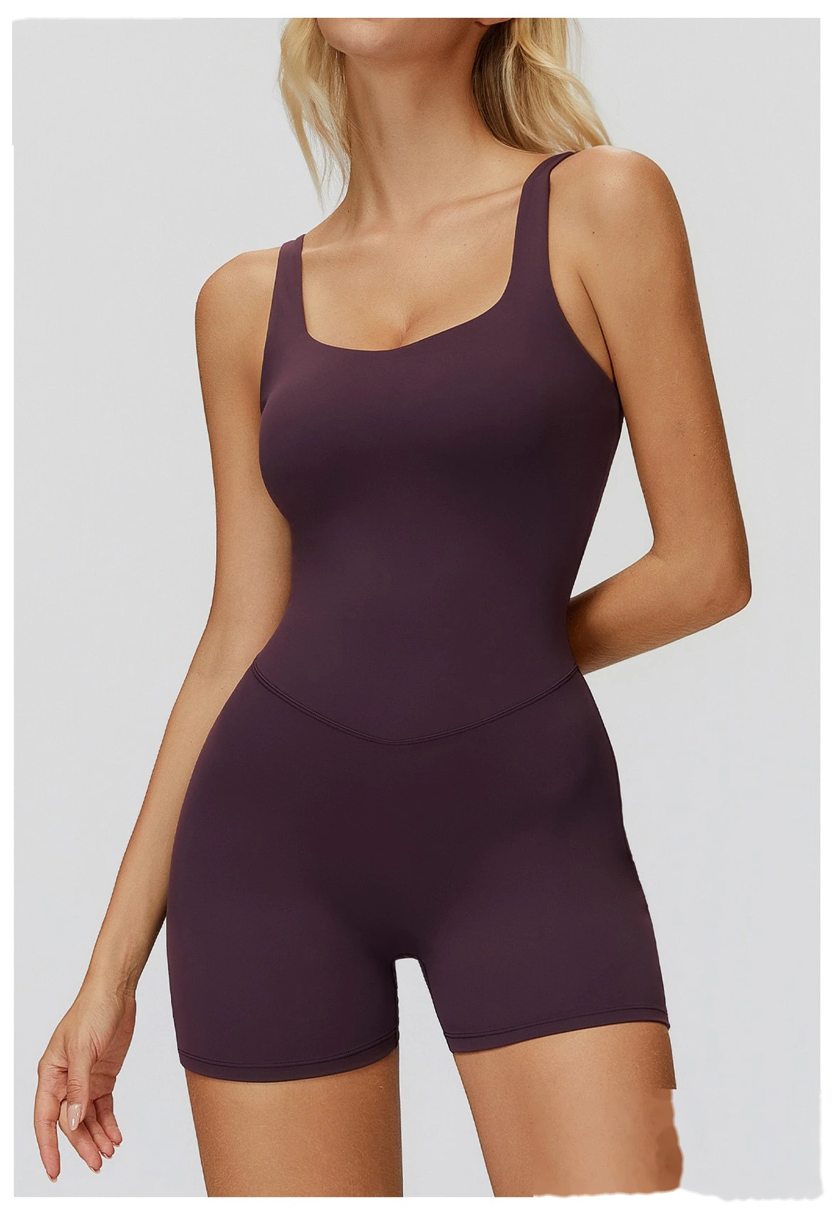 Women's Tight-Fitting Crisscross Back Yoga Bodysuit - Customizable High Elastic Short-Length One-Piece for Yoga, Running detail