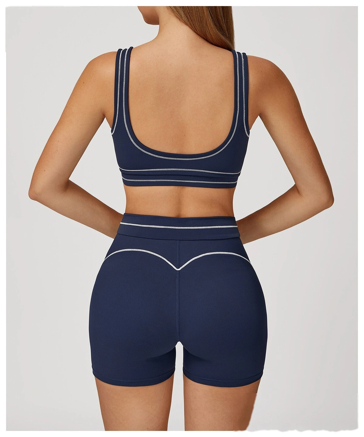 Customized contrast sanding yoga bra U-back sports bra running fitness yoga clothes detail