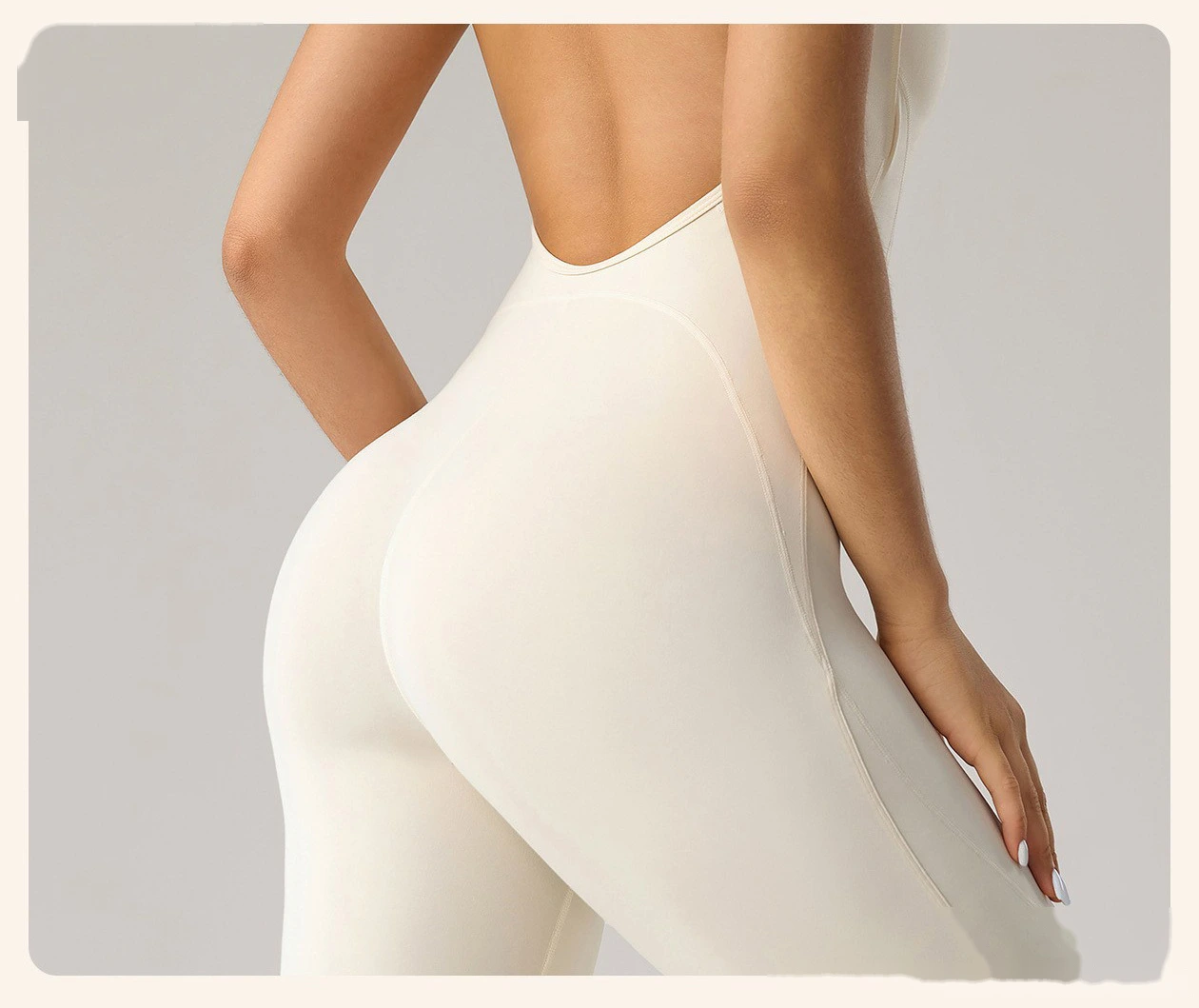 Women’s Custom Fake Two-Piece Camisole Yoga Jumpsuit Sexy Backless Butt Lifting Fitness Bodysuit detail