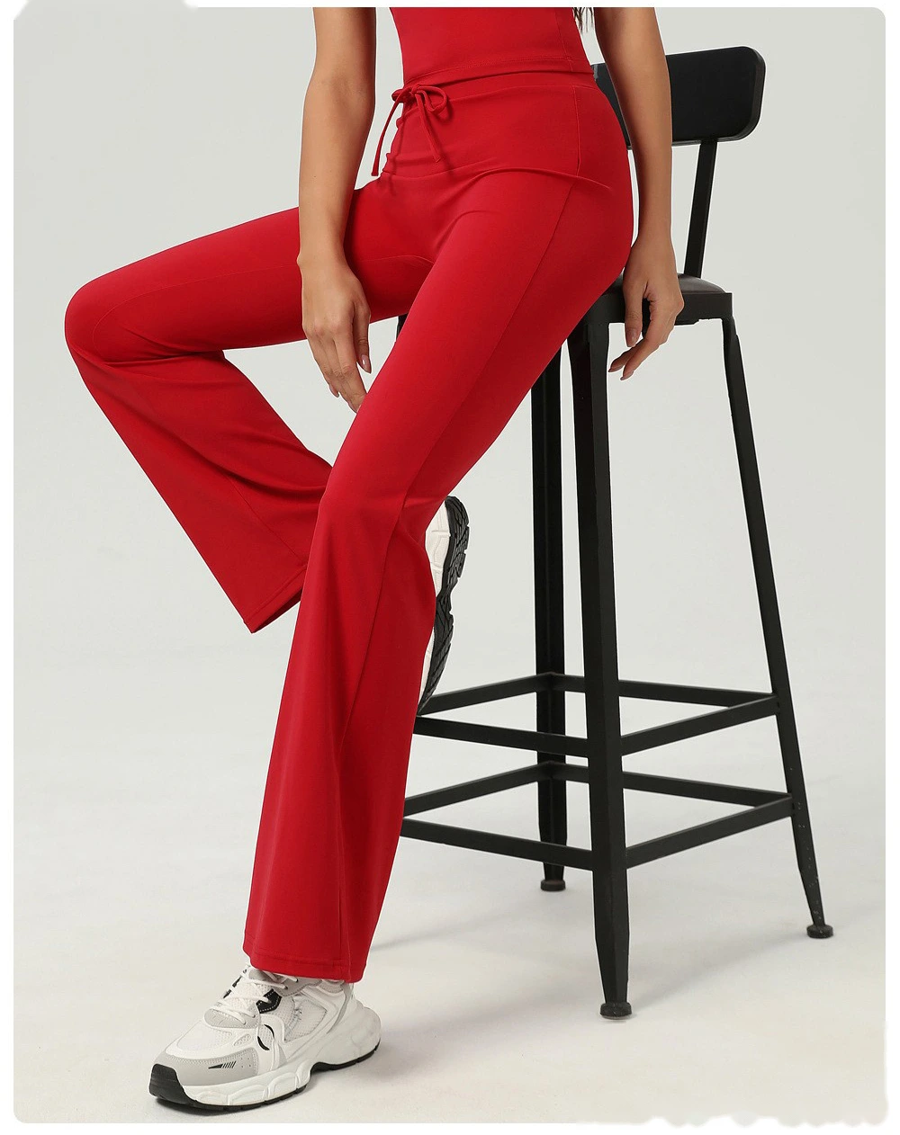 Hip-lifting yoga bell-bottoms fitness exercise wide-leg micro-pants high waist drawstring quick-drying yoga pants detail