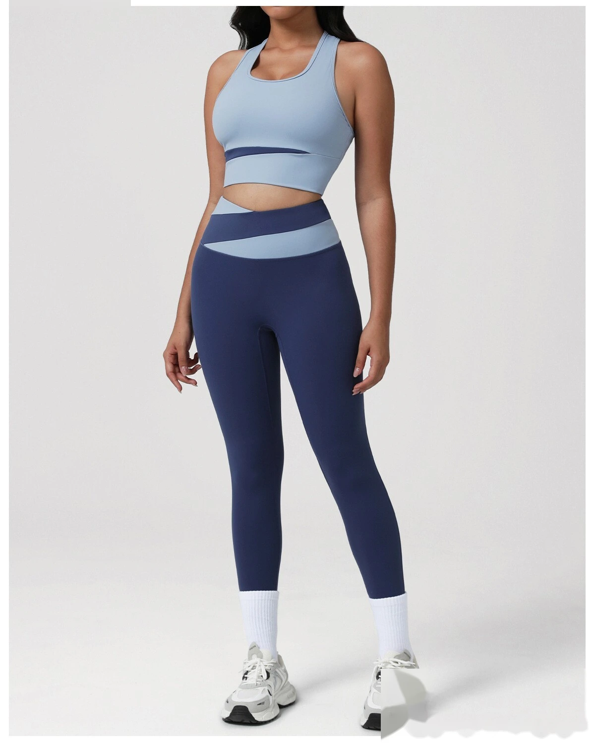 Custom High-Support Shockproof Yoga Bra - Color-Block Backless Tank Top with Pads for Running & Fitness Workouts detail