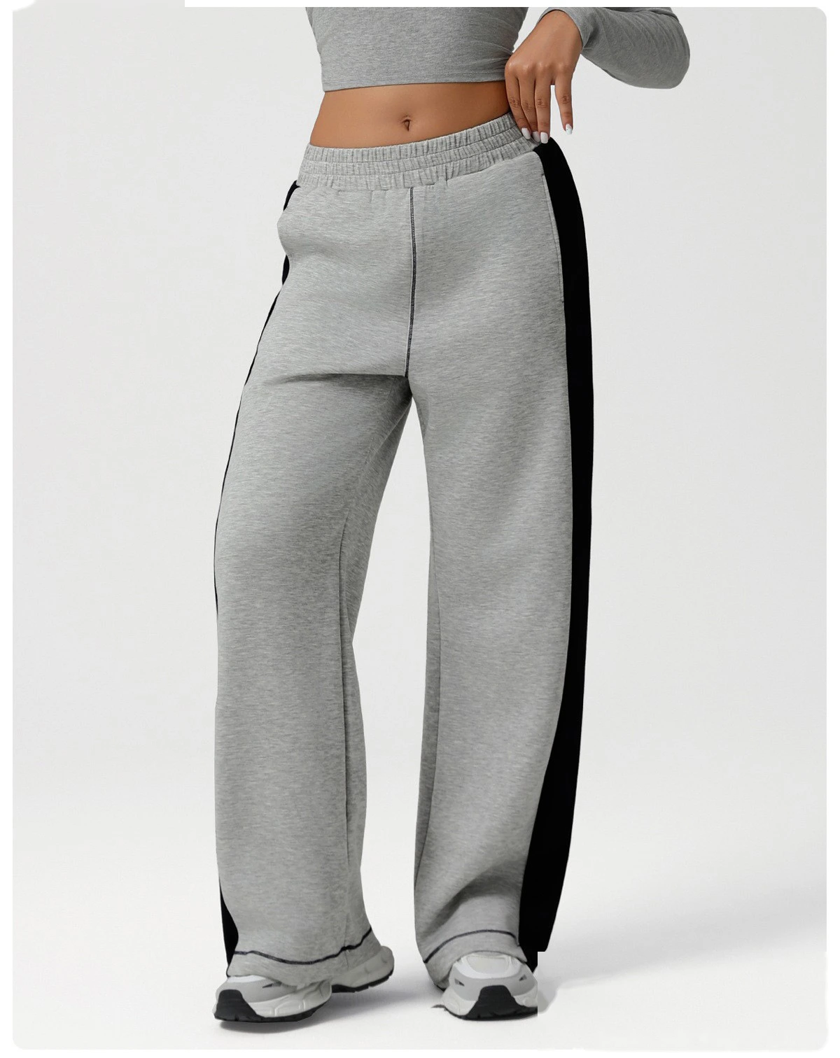 Customized European and American contrast yoga wide-leg pants loose sports casual pants fitness pants detail