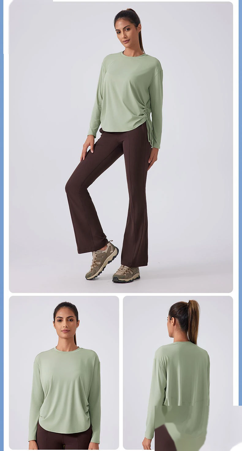 Yoga clothes top female nude loose long-sleeved T-shirt quick-drying breathable training running fitness clothes detail
