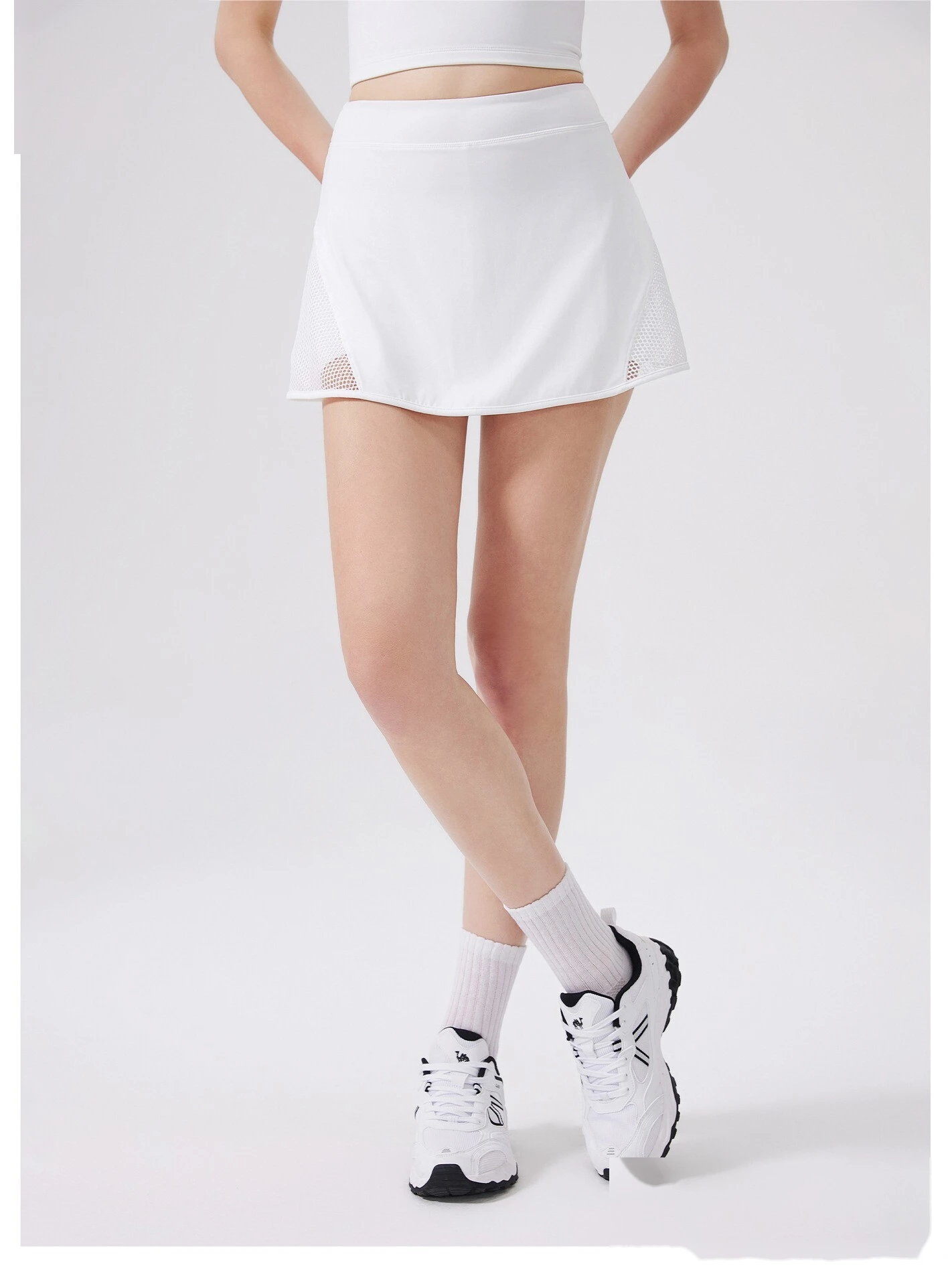Custom mesh sports skirt nude yoga skirt comfortable anti-exposure skirt pants breathable hollow skirt detail