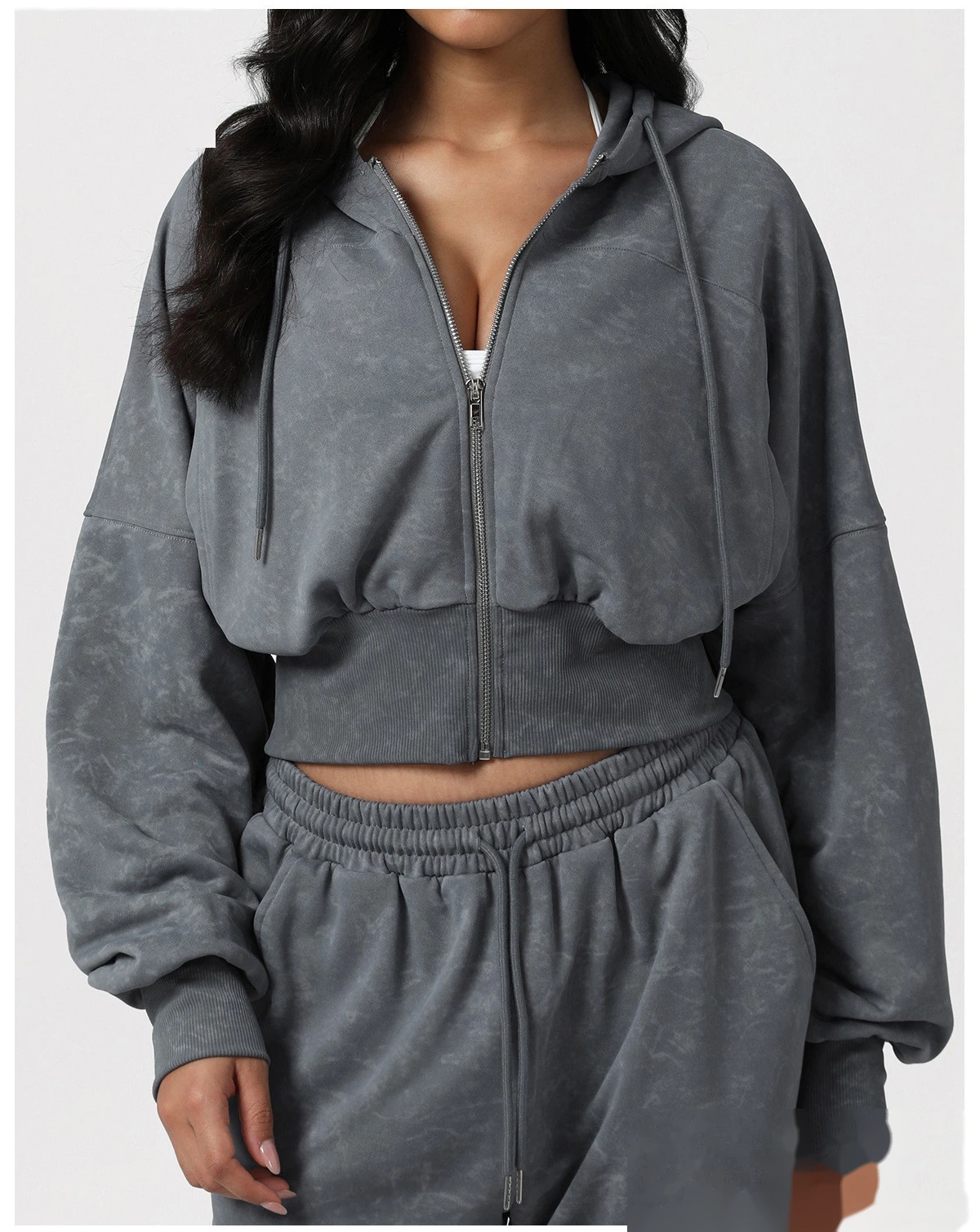 New Autumn & Winter Sports Casual Hooded Sweatshirt - Short-Length Waist-Cinched Retro Printed Cardigan Jacket for Yoga detail