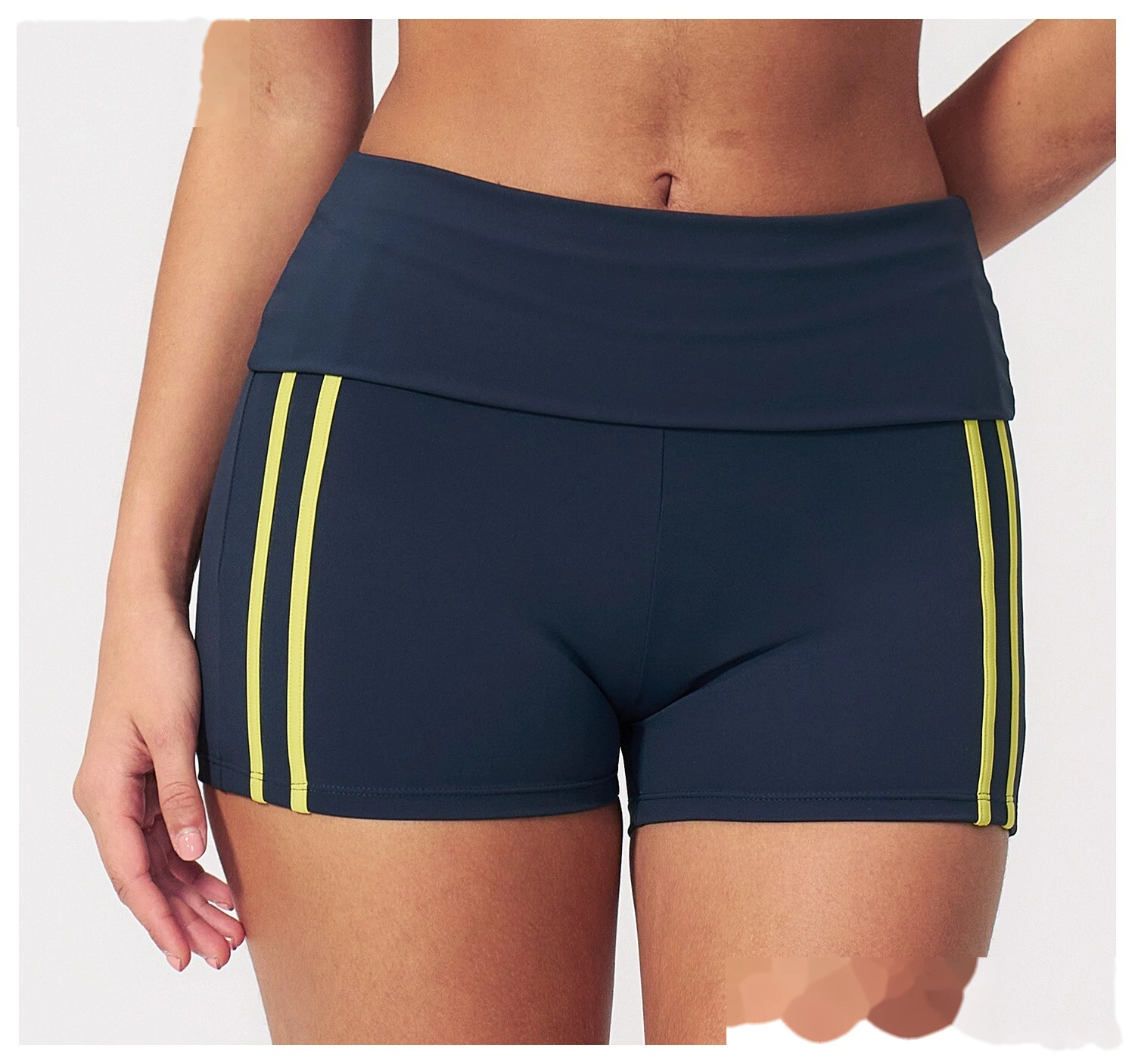 Custom European American Fitness Shorts, High Waist Roll Waist Peach Hip Elastic Naked Feel Tight Yoga Shorts For Women detail