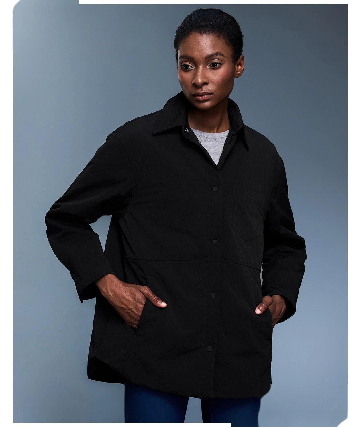 Custom lapel cotton-padded jacket women's autumn and winter new simple thick warm casual shirt jacket. detail