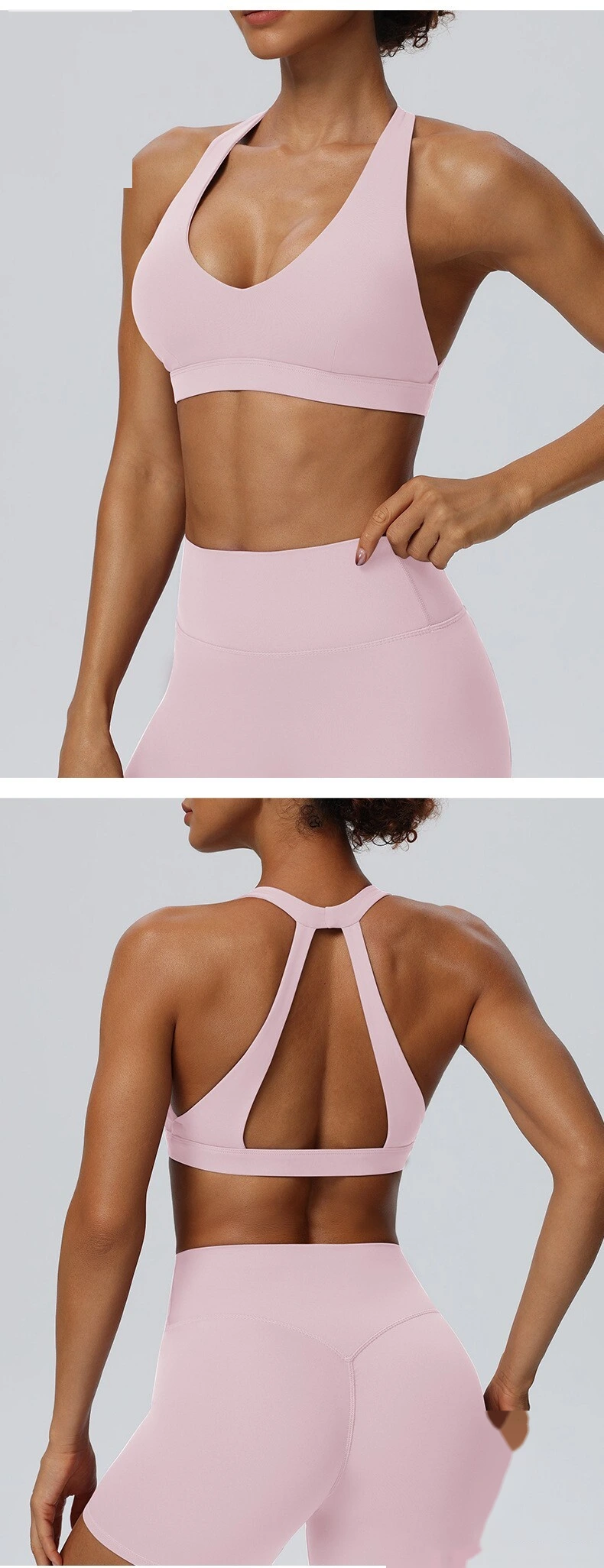 European American Style Halter Beauty Back Sports Bra, Breathable Quick Dry Yoga Fitness Underwear for Women detail