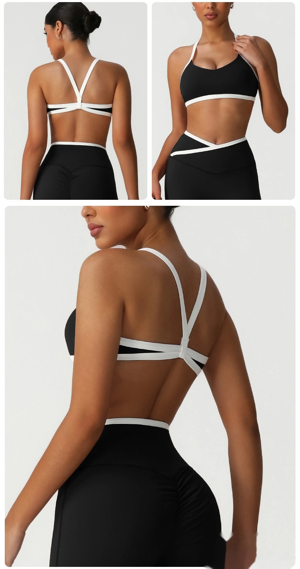 Customized contrast stitching beauty back bra yoga clothes quick-drying sports bra running fitness vest female detail