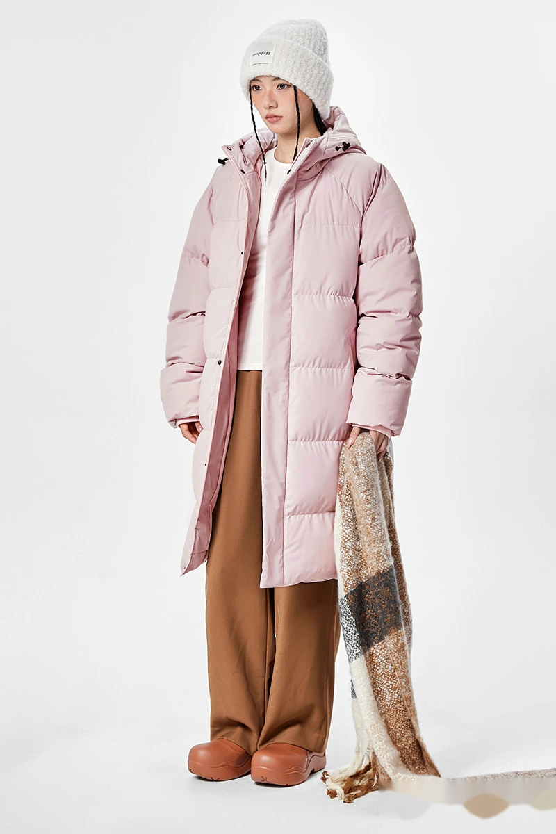 Customized winter men and women windproof and warm long cotton-padded jacket down coat. detail