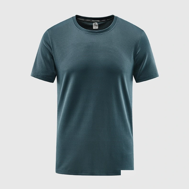 Mens round neck jacquard tshirt outdoor sports running t-shirt detail