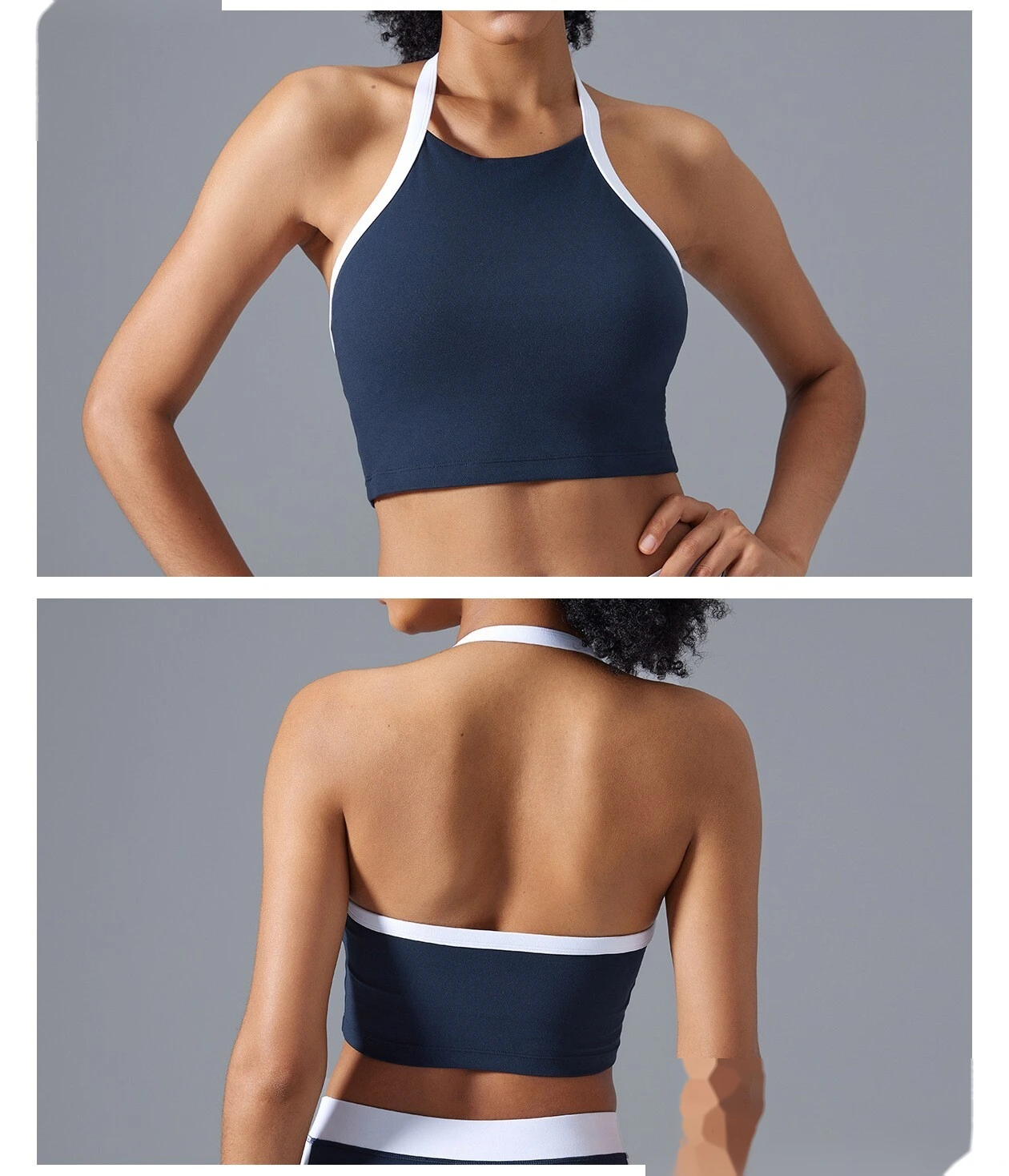 Customized new running fitness yoga bra fashion neck backless contrast sports bra female detail
