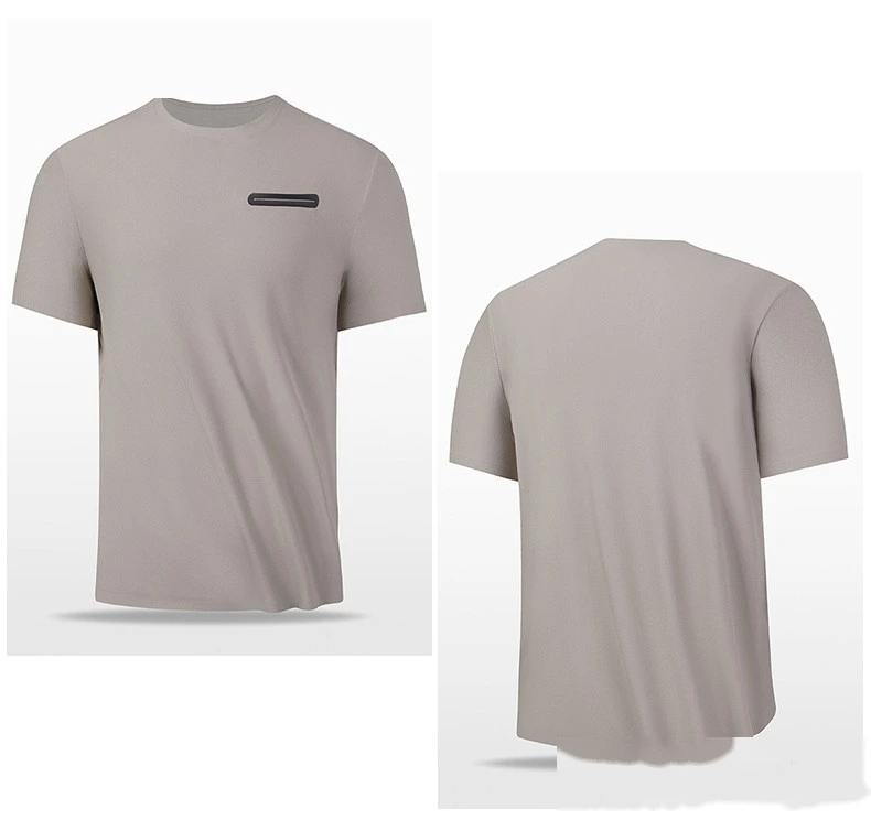 Customized ice silk cool breathable quick-drying short-sleeved T-shirt men's loose casual sports seamless top detail